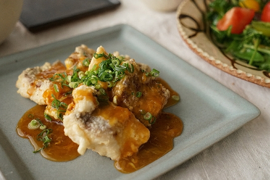 鯛の唐揚げ　黄身あんかけ